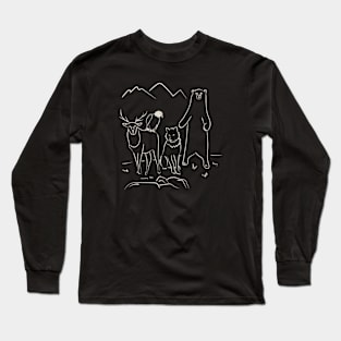 Artsy Wildlife Illustration Long Sleeve T-Shirt